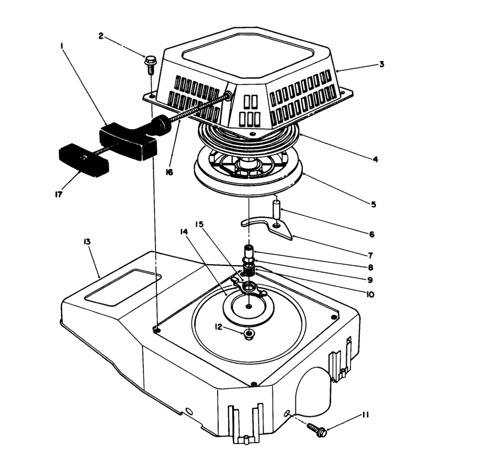 Recoil Assembly (Engine Model No. Vmm1-2) Diagram and Parts List for 26621B 2000001 - 2999999 Toro Lawn Mower