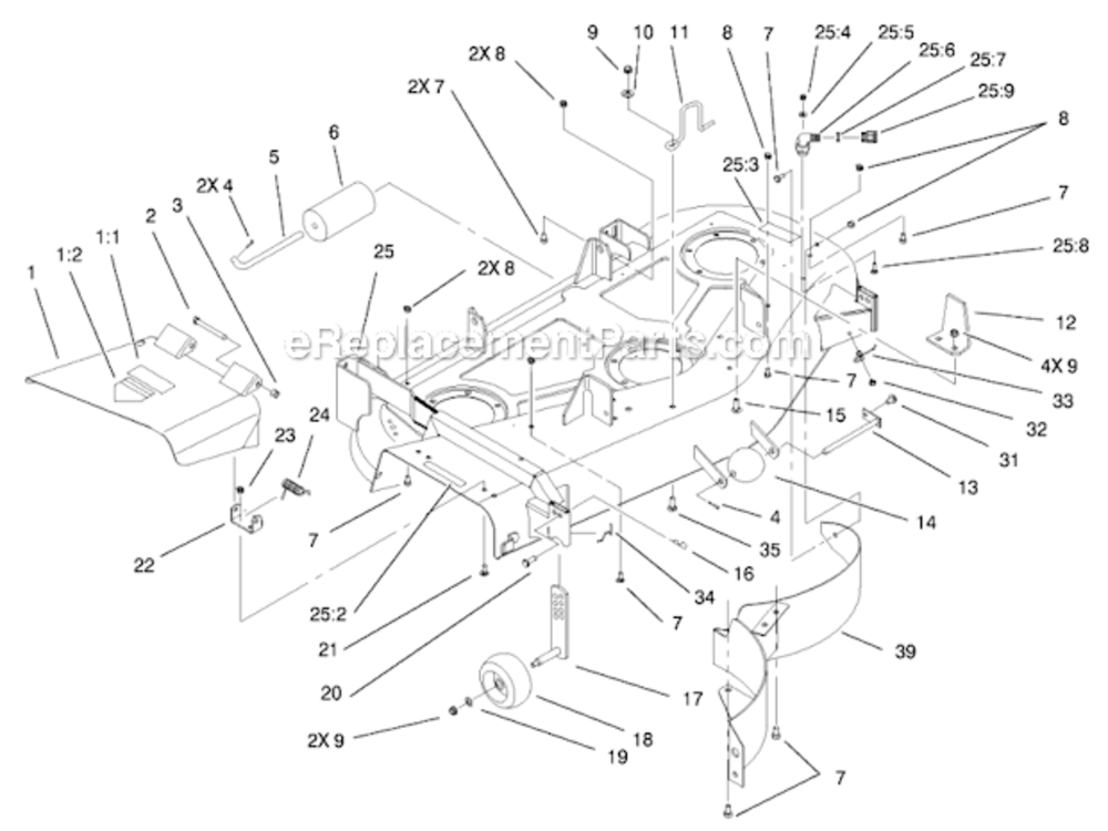 Deck_Assembly Diagram and Parts List for 78370 200000001 - 200999999 Toro Lawn Mower