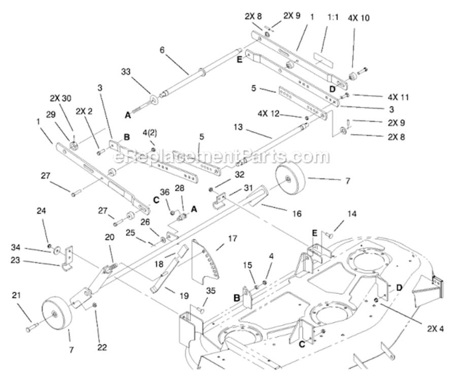 Deck_Suspension_Assembly Diagram and Parts List for 78370 200000001 - 200999999 Toro Lawn Mower