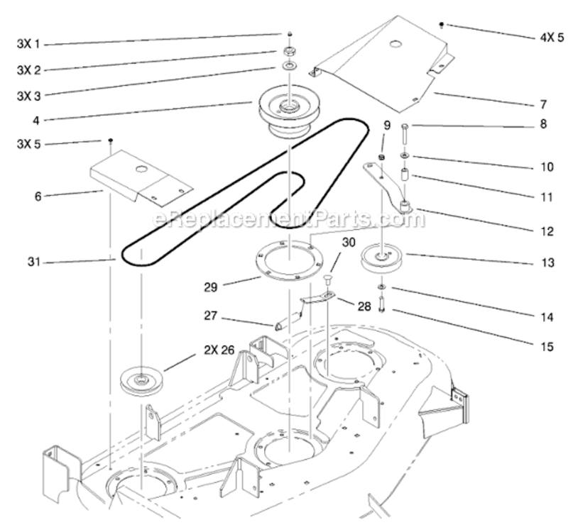 Pulley_And_Belt_Assembly Diagram and Parts List for 78370 200000001 - 200999999 Toro Lawn Mower