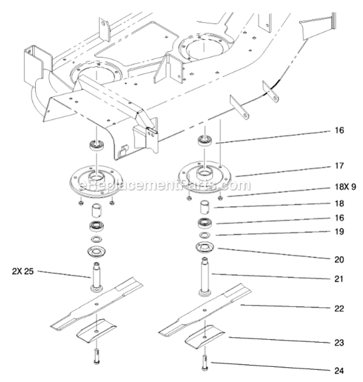 Spindle_And_Blade_Assembly Diagram and Parts List for 78370 200000001 - 200999999 Toro Lawn Mower