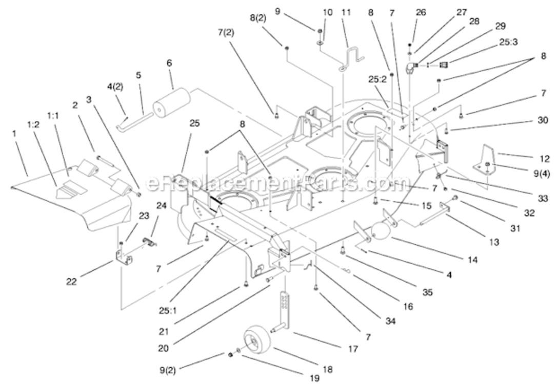 Deck_Assembly Diagram and Parts List for 78370 9900001 - 9999999 Toro Lawn Mower