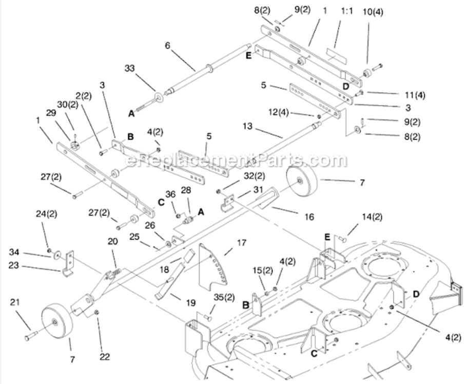 Deck_Suspension_Assembly Diagram and Parts List for 78370 9900001 - 9999999 Toro Lawn Mower
