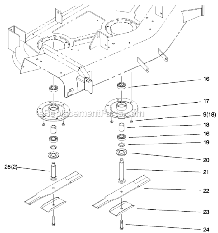 Spindle_And_Blade_Assembly Diagram and Parts List for 78370 9900001 - 9999999 Toro Lawn Mower