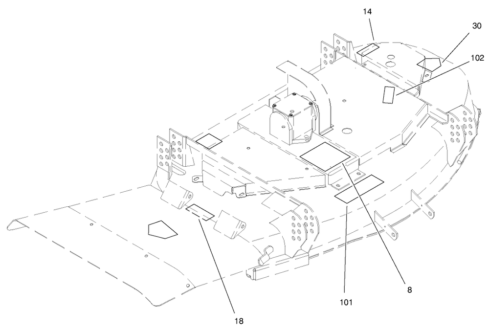 Decal Location Assembly Diagram and Parts List for 30546 990001 - 999999 Toro Lawn Mower