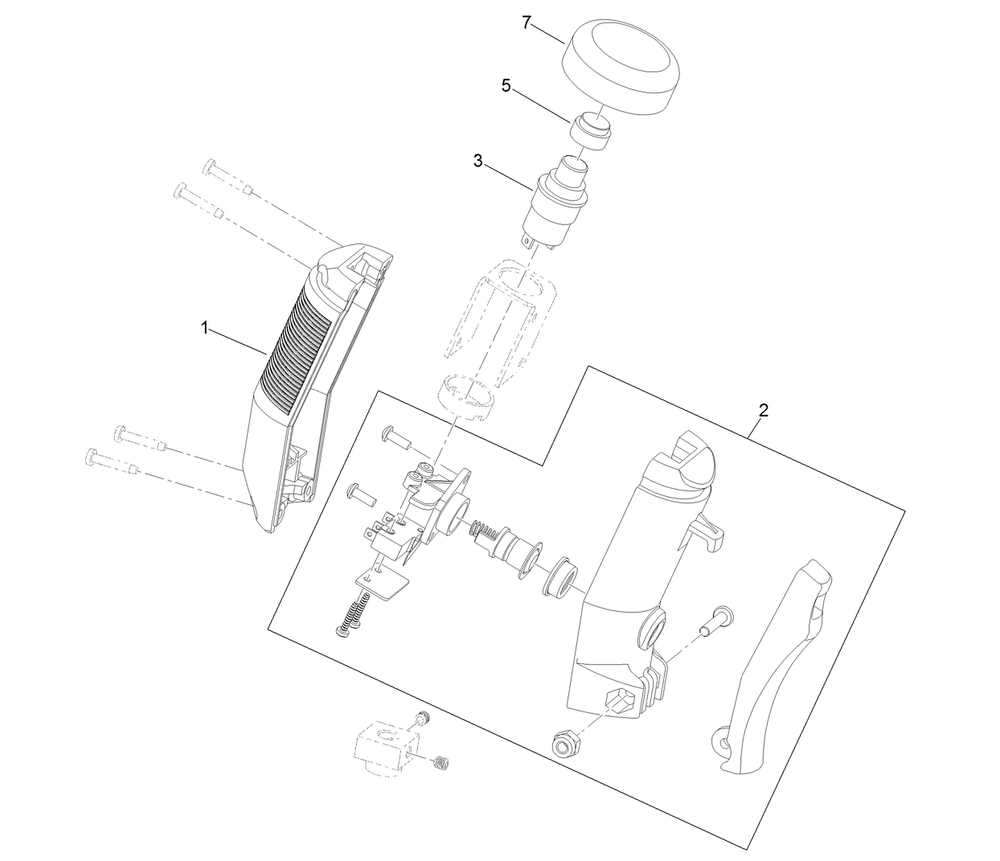 Two-Button Handle Grip Assembly No. 119-4587 Diagram and Parts List for 23214 404320000 - 405799999 Toro Stump Grinder