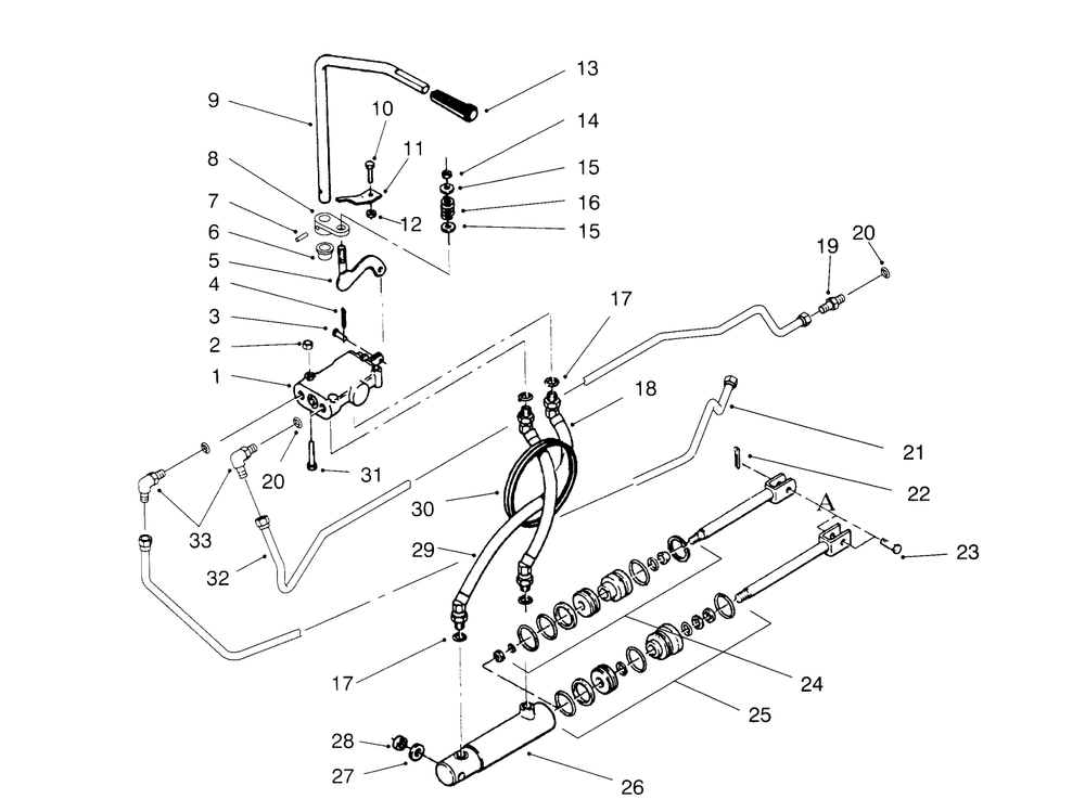 Hydraulic Control System Diagram and Parts List for 73421 5900001 - 5901046 Toro Lawn Tractor