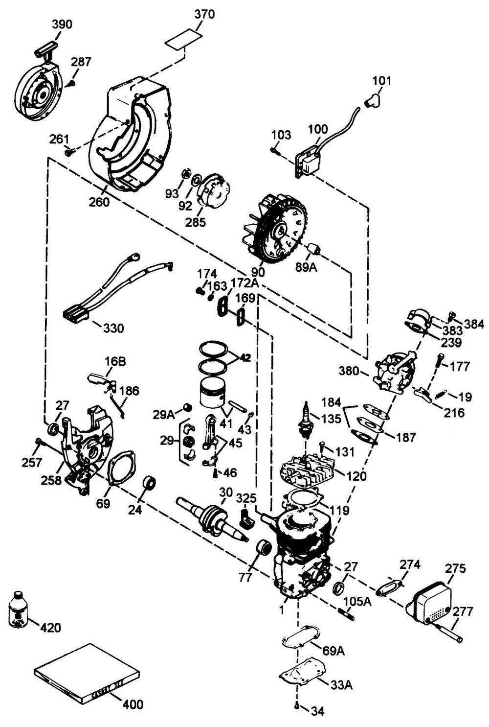 Engine Tecumseh Model No. Hsk600-1667s (Model No. 38195) Diagram and Parts List for 38196 4900001 - 4999999 Toro Snow Blower