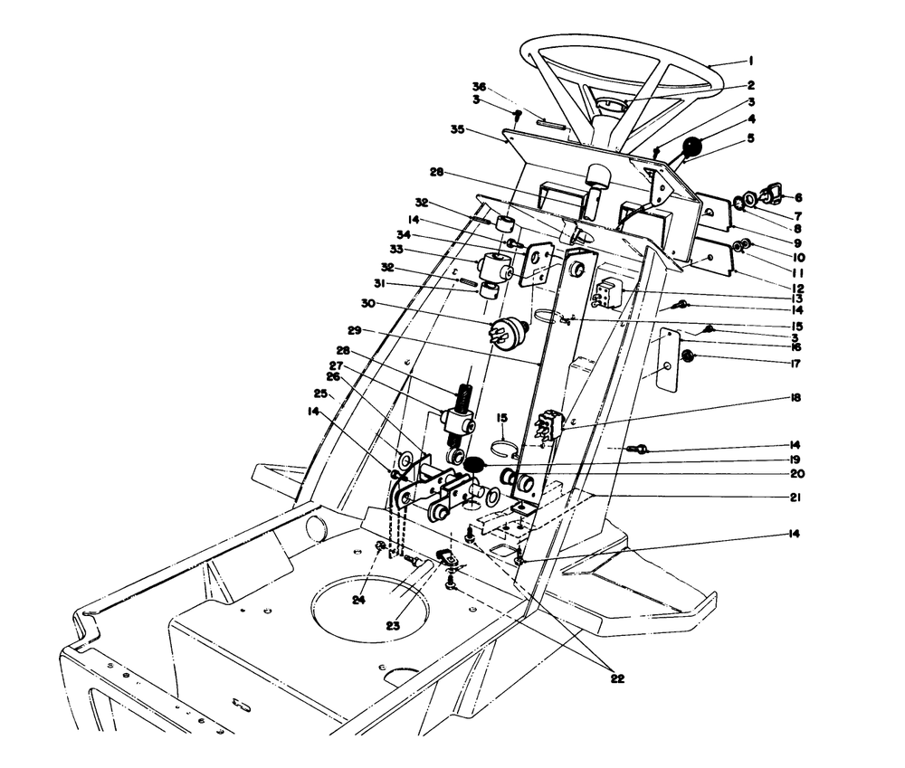 Steering Wheel & Dash Assembly Diagram and Parts List for 57400 8000001 - 8999999 Toro Lawn Tractor