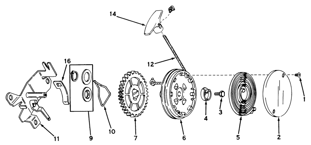 Rewind Starter No. 590519 Diagram and Parts List for 18060 0000001 - 0999999 Toro Lawn Mower