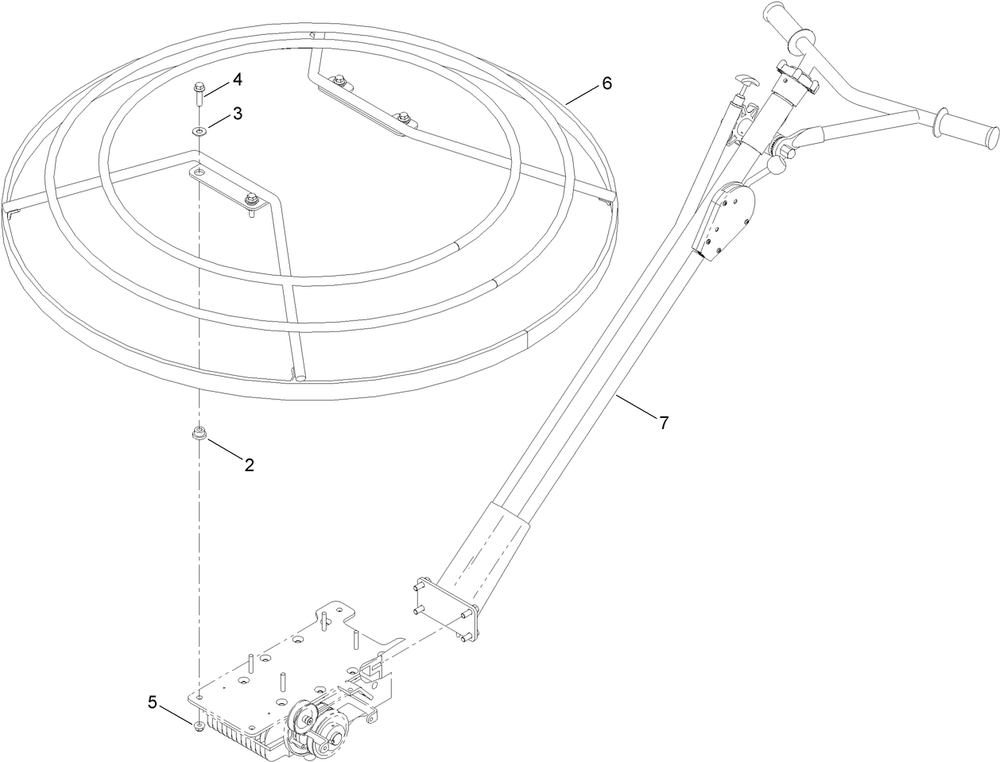 46 Inch Standard Handle And Guard Assembly Diagram and Parts List for 68050 400000000 - 401999999 Toro Cement Mixer