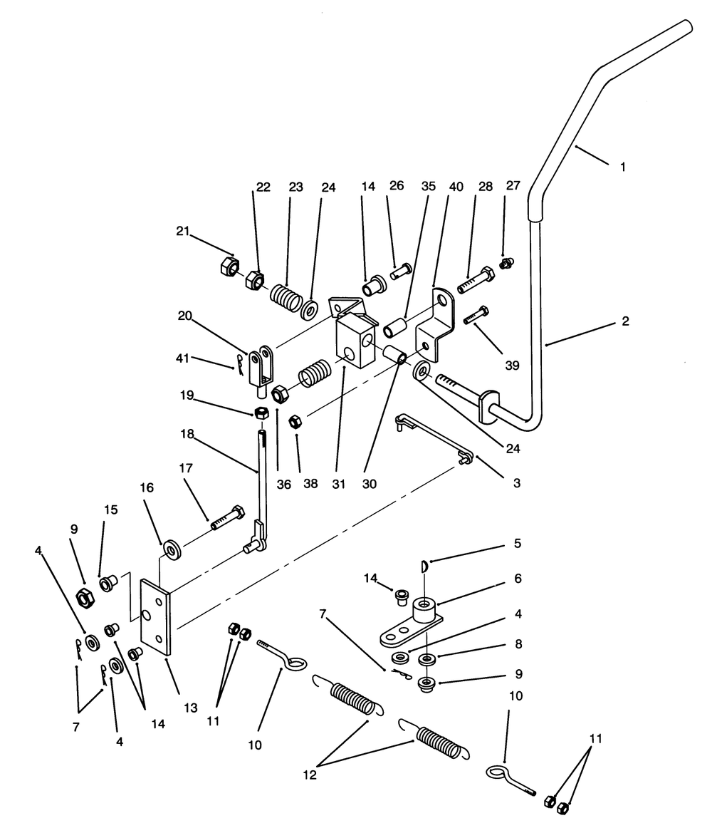 Transmission Drive Linkage Diagram and Parts List for 74140 49000001 - 49999999 Toro Lawn Tractor