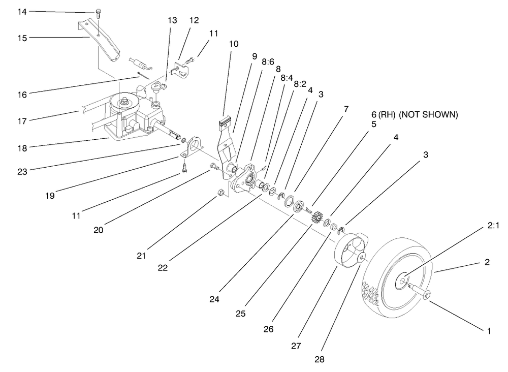 Rear Axle Assembly Diagram and Parts List for 26637 8900001 - 8999999 Toro Lawn Mower