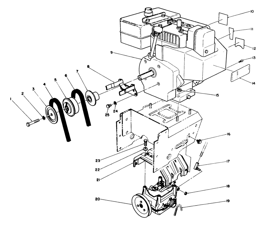 Engine Assembly Diagram and Parts List for 38574 1000001 - 1999999 Toro Snow Blower