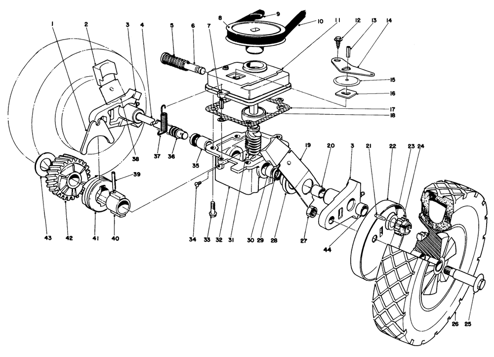 Gear Case Assembly Model 16297 Diagram and Parts List for 16297 0000001 - 0999999 Toro Lawn Mower