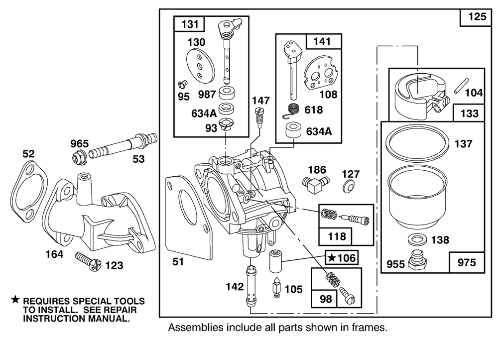 Engine Briggs & Stratton Model 28m707-0127-01 Diagram and Parts List for 71205 6900001 - 6999999 Toro Lawn Tractor