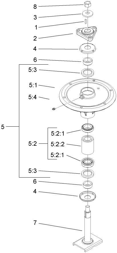 Spindle Assembly Diagram and Parts List for 74268 (270000001-270000300)(2007) Toro Lawn Mower