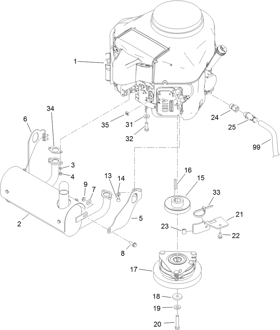 Engine Assembly Diagram and Parts List for 79553 (312000001-312999999)(2012) Toro Lawn Mower
