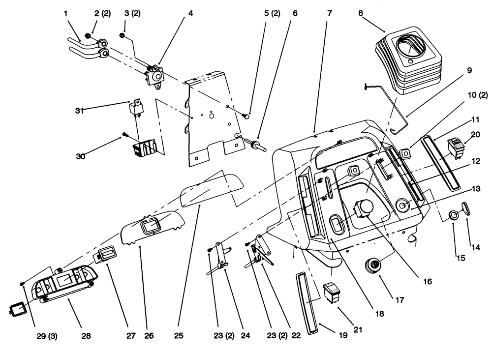 Dash Diagram and Parts List for 72102 6900001 - 6999999 Toro Lawn Tractor