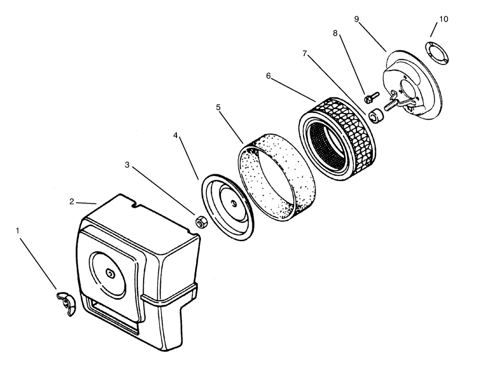 Air Cleaner Diagram and Parts List for 73403 7900001 - 7999999 Toro Lawn Tractor