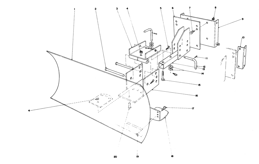 Grader Blade Assembly (Model No. 59099)(Optional) Diagram and Parts List for 38155 3000001 - 3999999 Toro Snow Blower