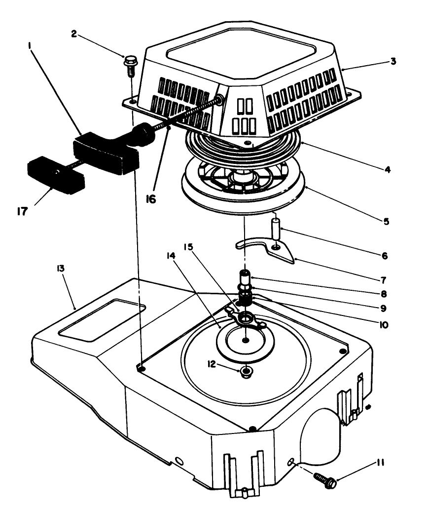 Recoil Assembly (Model No. Vmh7) Diagram and Parts List for 20622 8000001 - 8999999 Toro Lawn Mower
