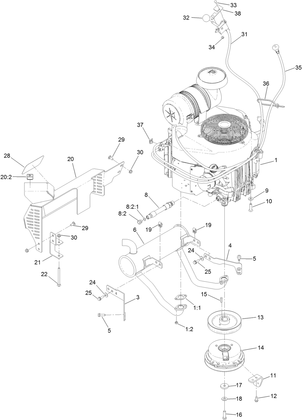 Engine Assembly Diagram and Parts List for 74504TE 404320000-999999999 Toro Lawn Mower