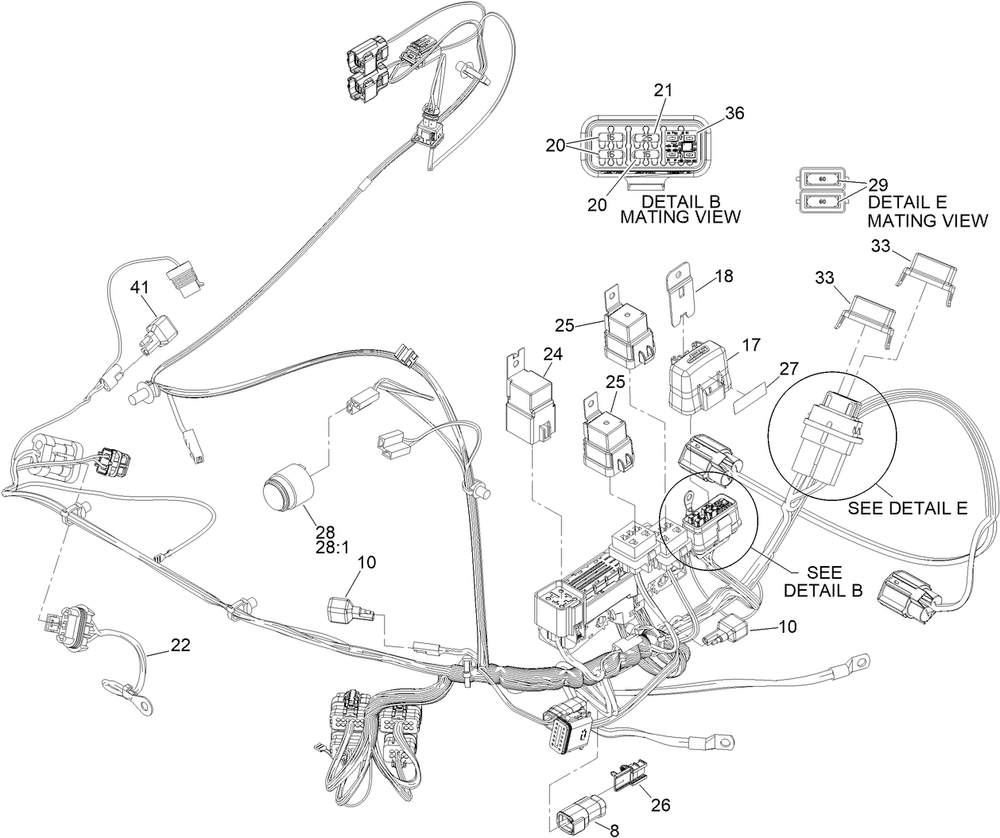 Engine Wire Harness No. 122-2378 Diagram and Parts List for 72144 413000000 - 999999999 Toro Lawn Tractor