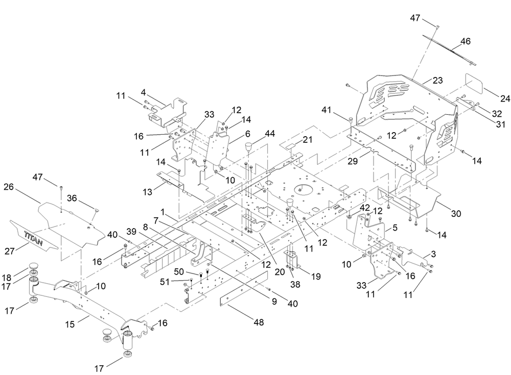 Frame Assembly Diagram and Parts List for 75316TA 413000000 - 999999999 Toro Lawn Tractor