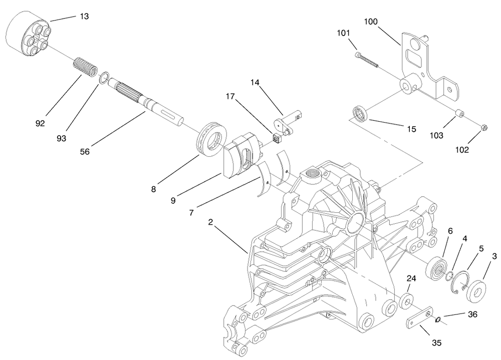 Hydro Transaxle Assembly Diagram and Parts List for 71197 9900001 - 9999999 Toro Lawn Tractor
