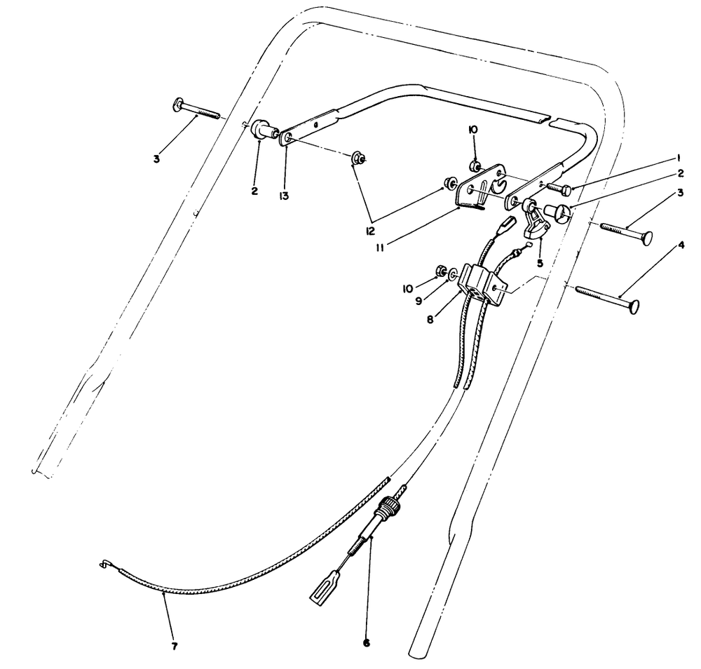 Traction Control Assembly Diagram and Parts List for 20216 1000001 - 1999999 Toro Lawn Mower