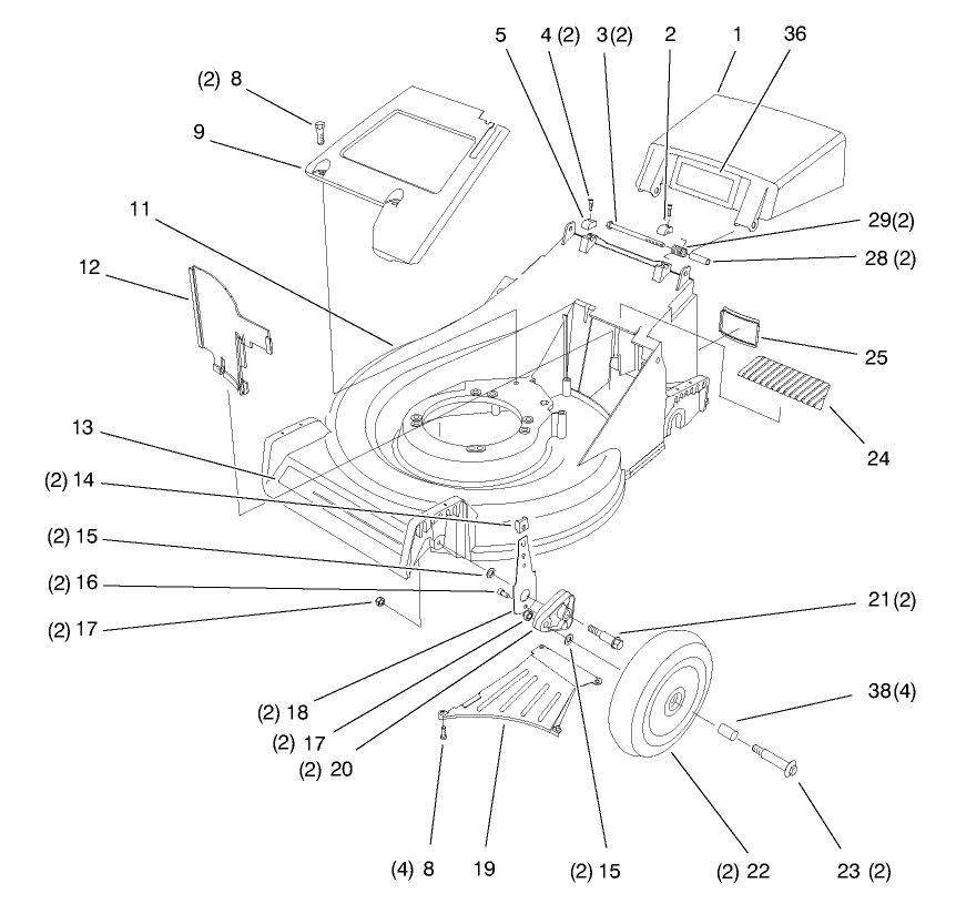 Deck Assembly Diagram and Parts List for 26633B 6900001 - 6999999 Toro Lawn Mower