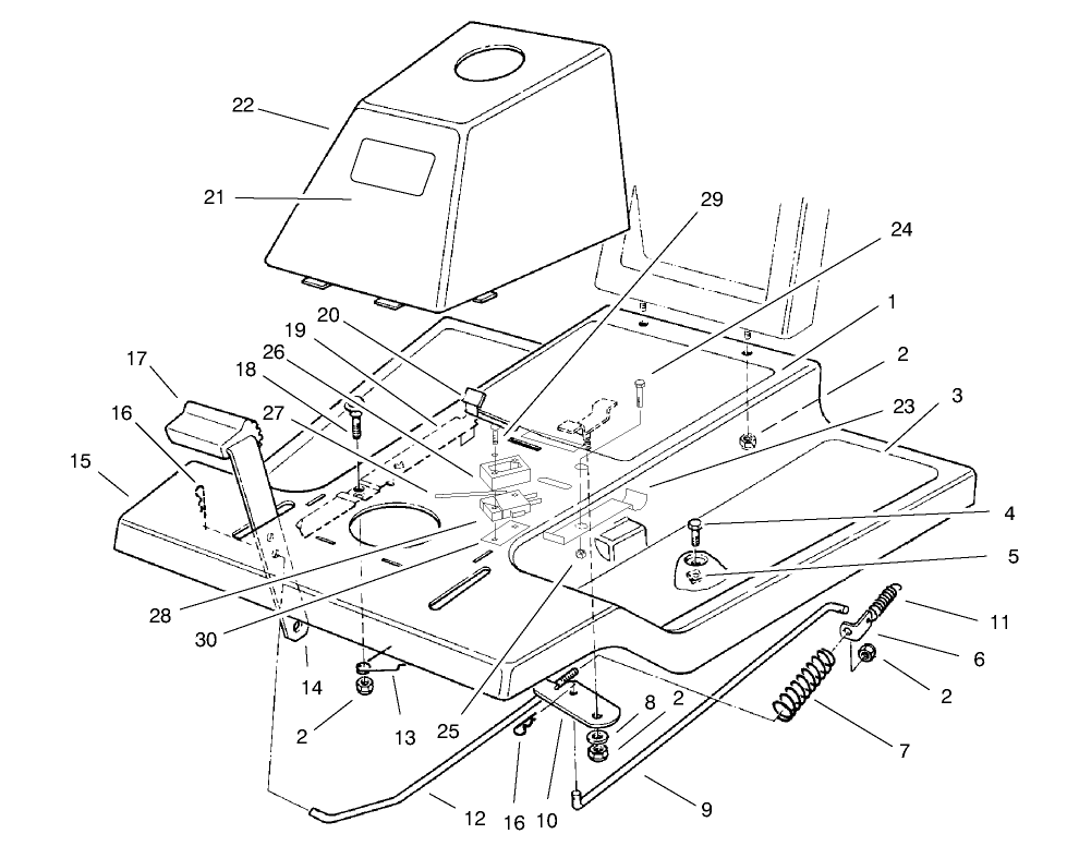 Front Body Assembly Diagram and Parts List for 70041 8900001 - 8999999 Toro Lawn Tractor