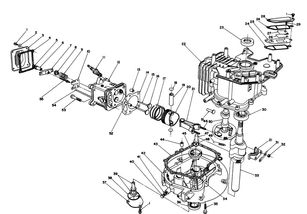 Crankcase Assembly (Model No. Vml0-7) Diagram and Parts List for 20921B 2000001 - 2999999 Toro Lawn Mower