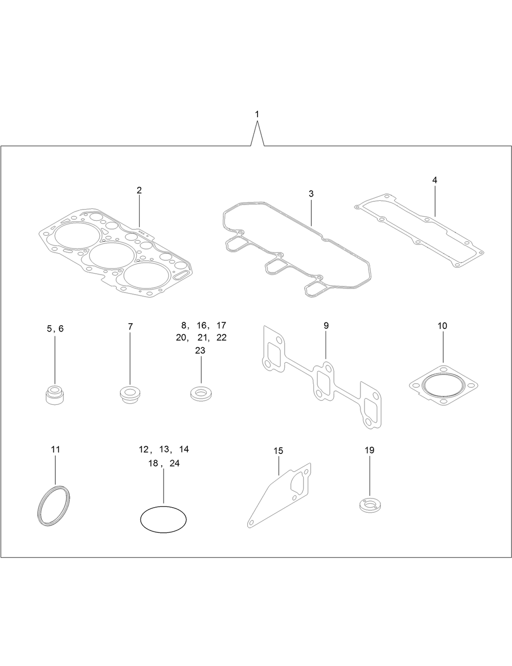 Gasket Set Diagram and Parts List for 22352 412900000 - 999999999 Toro Lawn Tractor Accessories