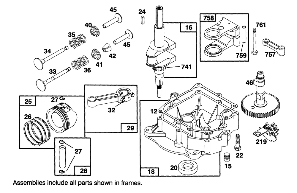 Engine Briggs & Stratton Model 282707-0119-01 Diagram and Parts List for 71182 4900001 - 4999999 Toro Lawn Tractor