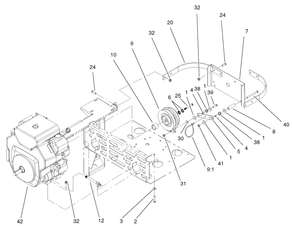 Engine And Clutch Assembly Diagram and Parts List for 74228 (220000001-220999999)(2002) Toro Lawn Mower