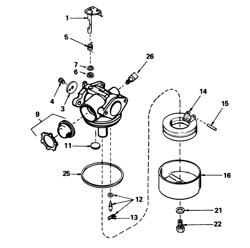 Carburetor No. 632098 Diagram and Parts List for 20588 7000001 - 7999999 Toro Lawn Mower