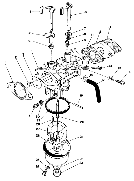 Carburetor Assembly (Engine No. Vmm1-7) Diagram and Parts List for 26620BG 2000001 - 2999999 Toro Lawn Mower