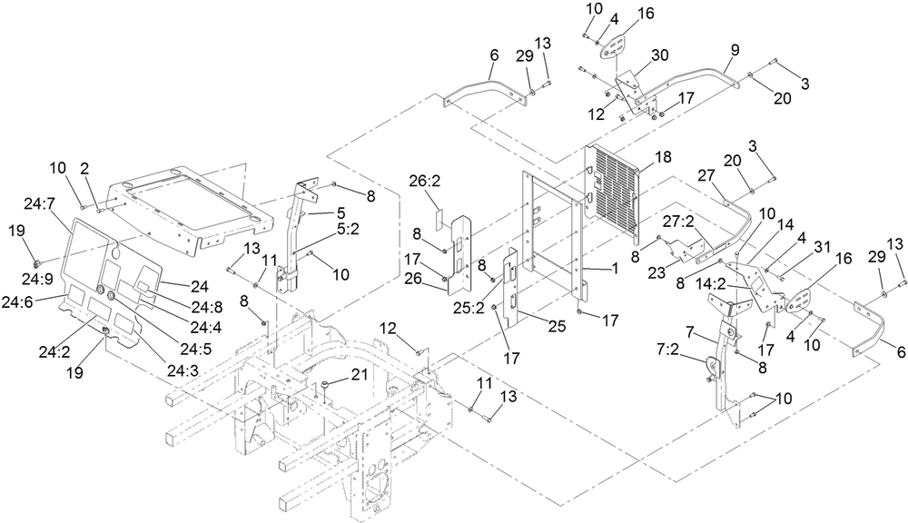 Engine Housing Assembly Diagram and Parts List for 72267 410000000-999999999 Toro Lawn Mower