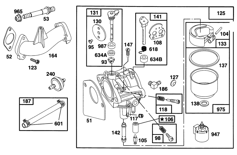 Engine Briggs & Stratton Model 28n777-0174-01 Diagram and Parts List for 71193 6900001 - 6999999 Toro Lawn Tractor
