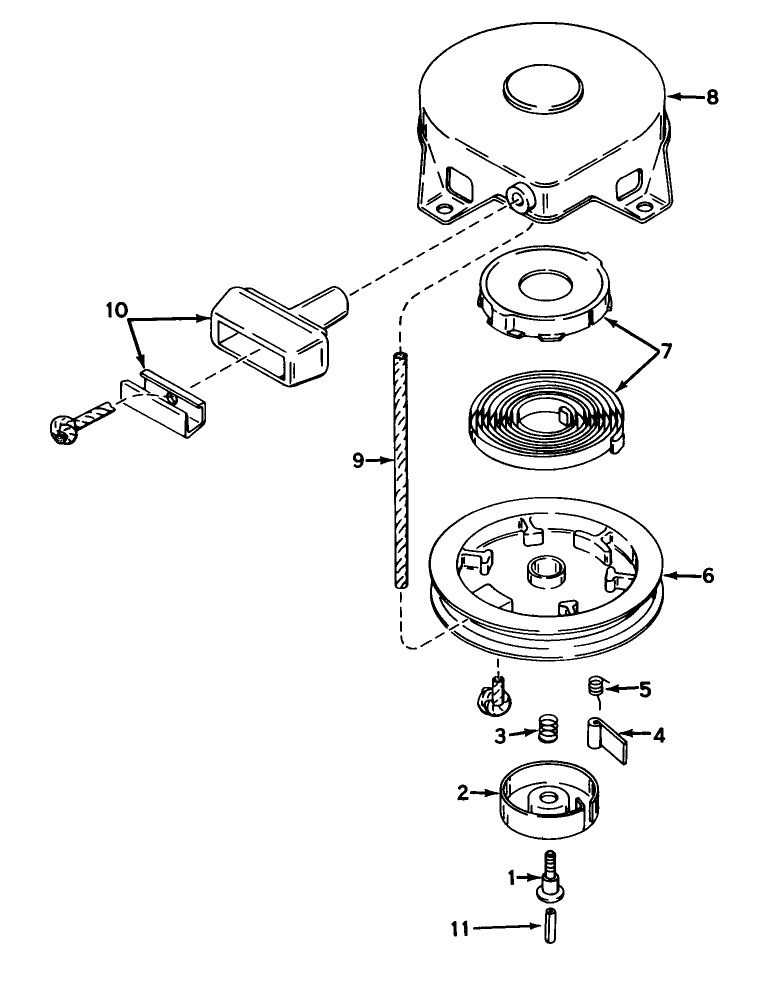 Rewind Starter N0. 590420 Diagram and Parts List for 23267 9000001 - 9999999 Toro Lawn Mower