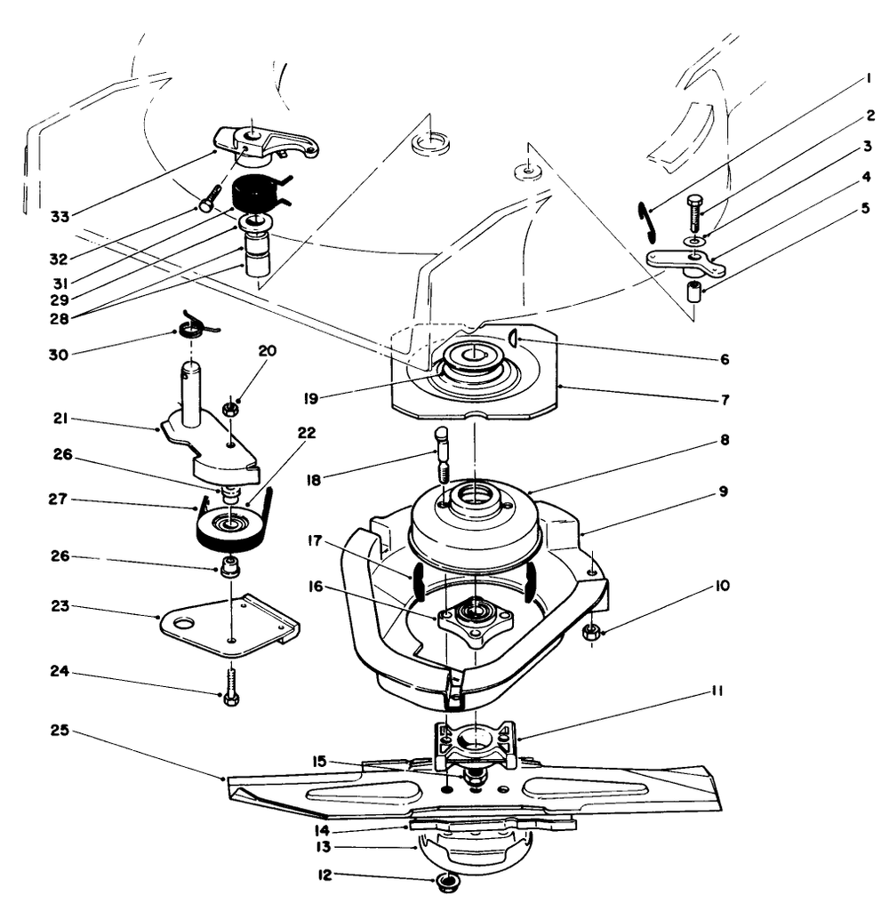 Blade Brake Clutch Assembly Diagram and Parts List for 22043 3900001 - 3900964 Toro Lawn Mower