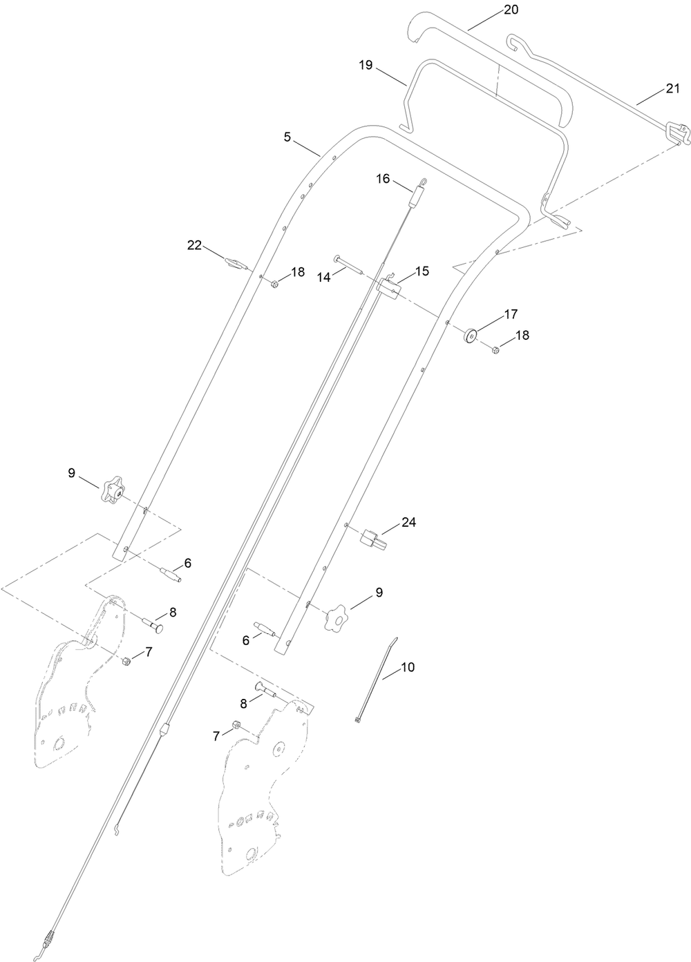 Handle Assembly Diagram and Parts List for 21442 411820185 - 411994987 Toro Lawn Mower
