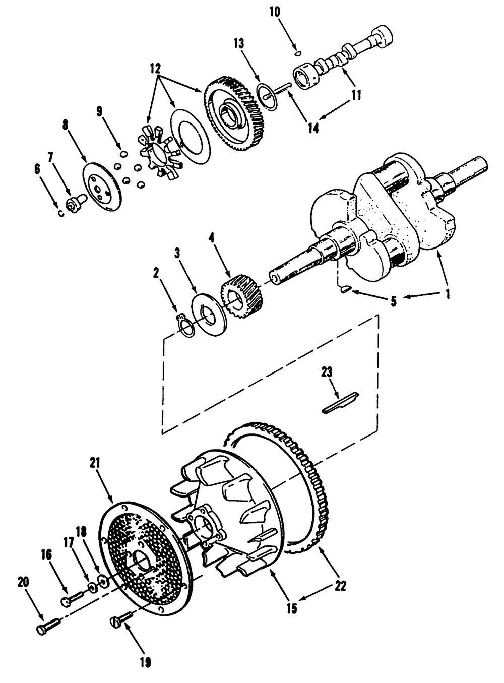 Crankshaft, Camshaft, Flywheel Diagram and Parts List for 73420 4900001 - 4999999 Toro Lawn Tractor
