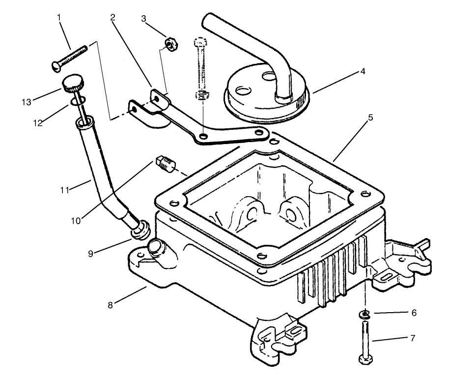 Oil Fill Tube & Base Diagram and Parts List for 73441 7900001 - 7999999 Toro Lawn Tractor