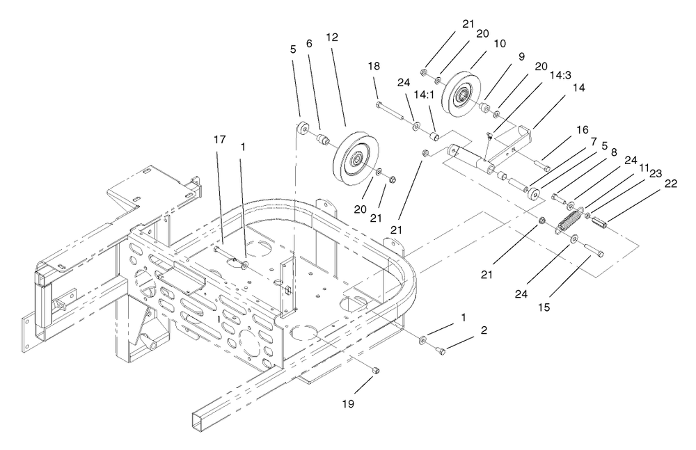 Idler Assembly Diagram and Parts List for 74231 (230000001-230006000)(2003) Toro Lawn Mower
