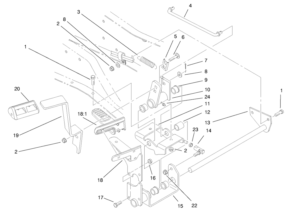 Hydro Controls Assembly Diagram and Parts List for 73550 8900001 - 8999999 Toro Lawn Tractor