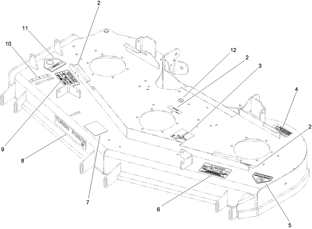 Deck Decal Assembly Diagram and Parts List for 74960CP (311000001-311999999)(2011) Toro Lawn Mower