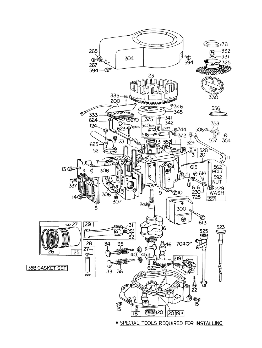 Model 130905-0368 Engine Assembly (Electric Start) Briggs & Stratton Diagram and Parts List for 56575 2000001 - 2999999 Toro Lawn Tractor